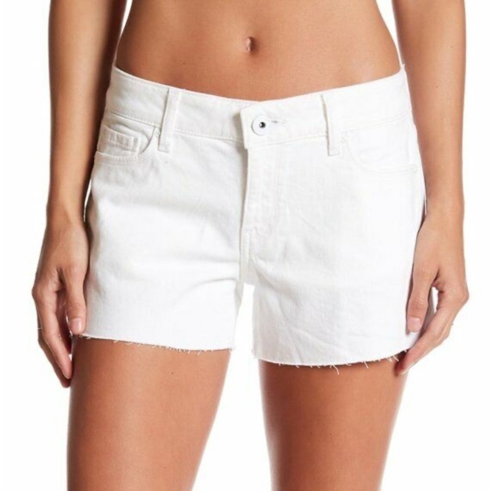 DL1961 Renee Stretch Smart Denim, Frayed Denim Shorts, White Size 30 - Picture 2 of 13